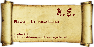 Mider Ernesztina névjegykártya